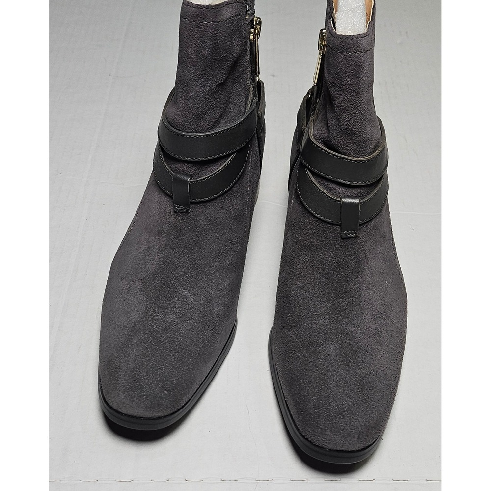 C. Wonder Taylor Grey Suede‎ Ankle Boots Square Toe Block Heel Womens 5.5